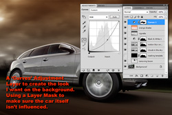 An adjustment layer to intensify the background using Curves and a Layer Mask